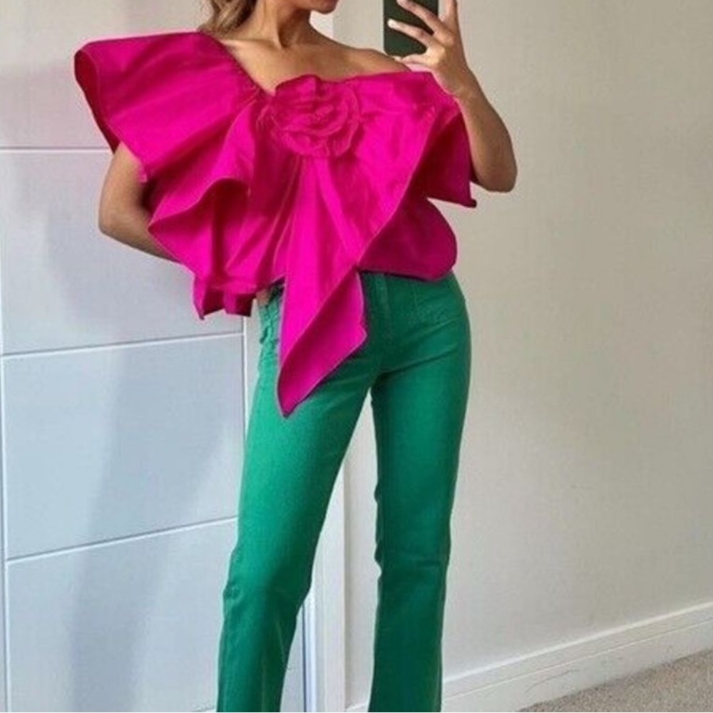 Zara Pink Ruffled Blouse - Picture 2 of 7